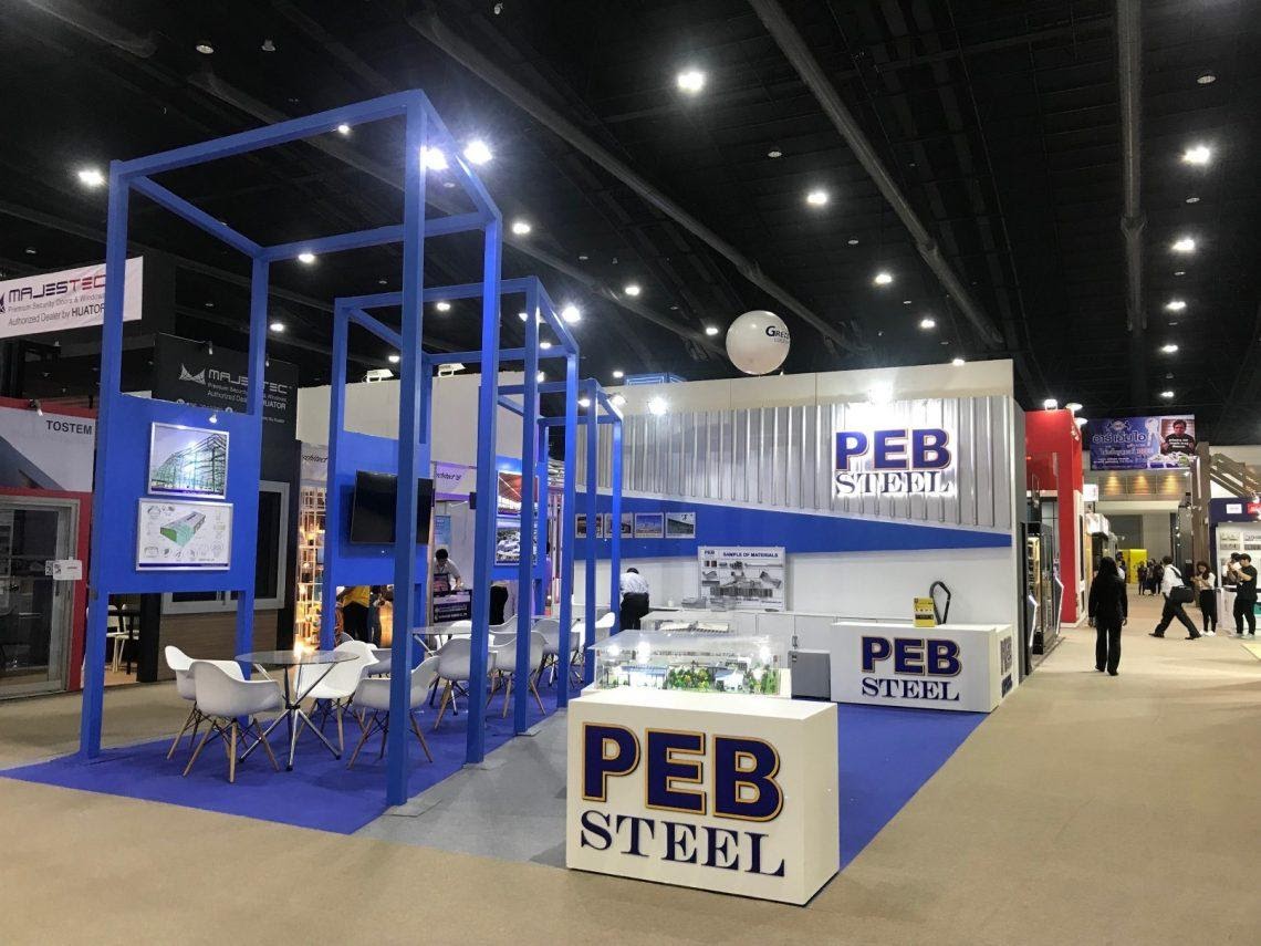 PEB Steel's products displayed at the booth.