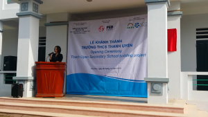 Ms. Nguyen Thi Hao, the representative of PEB Steel Buildings, spoke at the Ceremony.