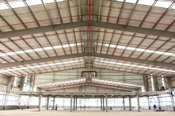 Pre-engineered steel warehouse with mezzanine floor in Cambodia